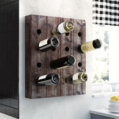 Brown Wood Tall 40 Hole Wall Wine Rack, 21" x 4" x 57" by Wade Logan