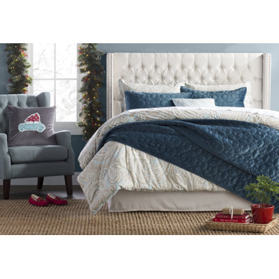 Ashwin Upholstered Wingback Headboard - Button Tufting & Nailhead Trim by Willa Arlo Interiors