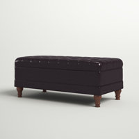 Blancha 43" Wide Faux Leather Tufted Rectangle Cocktail Ottoman with Storage by Alcott Hill