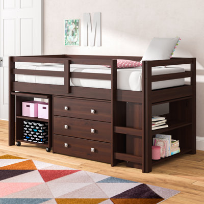 Bintou Twin Platform Loft Bed with Bookcase by Harriet Bee by Harriet Bee