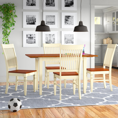 Gosson Butterfly Leaf Solid Wood Rubberwood Dining Set by August Grove