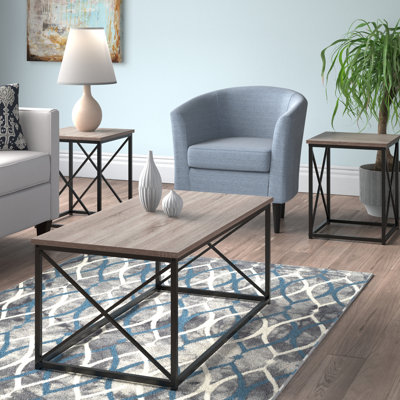 Table Set, 3pcs Set, Coffee, End, Side, Accent, Living Room, Metal, Laminate by Wade Logan