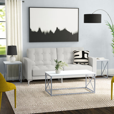 Table Set, 3pcs Set, Coffee, End, Side, Accent, Living Room, Metal, Laminate by Wade Logan