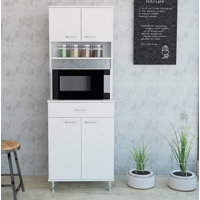 Blandina Kitchen Pantry with Countertop, Closed & Open Storage