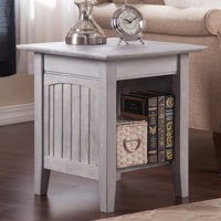 Glenni Solid Wood End Table with Storage by Highland Dunes