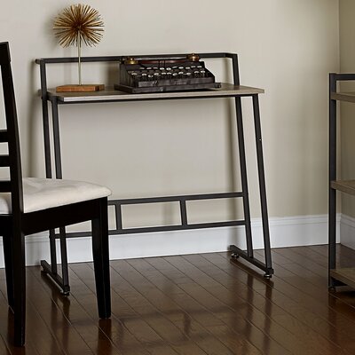 Ashwood Jamestown Small Office Desk Ashwood Rustic Wood Grain and Black Metal by Rebrilliant