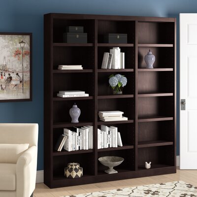 Aliette Triple Wide Wood Bookcase, 18 Bookshelf, 84 inch Tall Storage and Display Bookshelf for Home Office and Living Room by Winston Porter