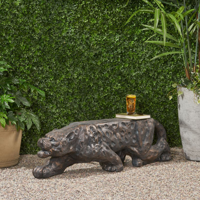Outdoor Leopard Shaped Concrete Garden Bench by Bungalow Rose