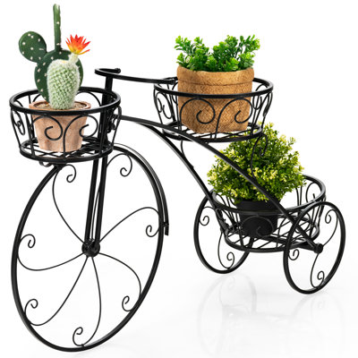 Red Barrel Studio Tricycle Plant Stand Flower Pot Cart Holder Parisian Style Displaying by Red Barrel Studio