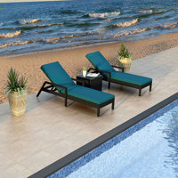 Suffern Reclining Chaise Lounge with Cushion and Table by Wade Logan