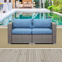 Alionna 59" Wide Outdoor Wicker Loveseat with Cushions by Wade Logan