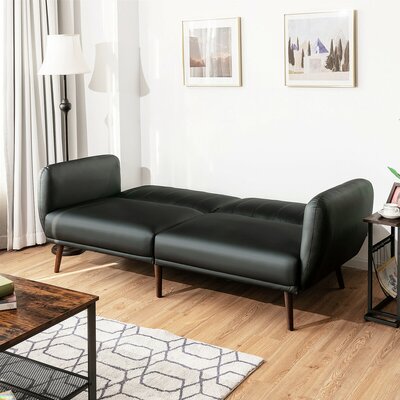 Caiya 81" Faux Leather Round Arm Sleeper by George Oliver