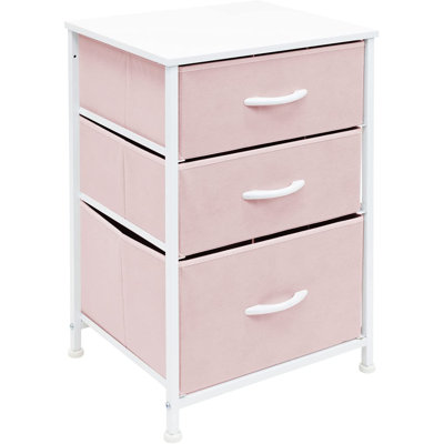 Sorbus 3 Drawers Nightstand with Steel Frame, Wood Top & Fabric Bins by Sorbus