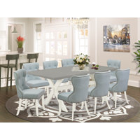 Carrigan 8 - Person Acacia Solid Wood Dining Set by Lark Manor