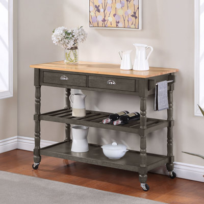 Mayall 45" Kitchen Cart with Butcher Block Top and Locking Wheels by Alcott Hill