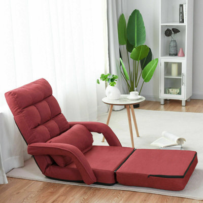 Baer Lazy Sofa With Armrests Pillow-Red by Trule