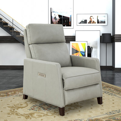 Morlan 30.8" Wide Genuine Leather Power Zero Gravity Recliner by Birch Lane