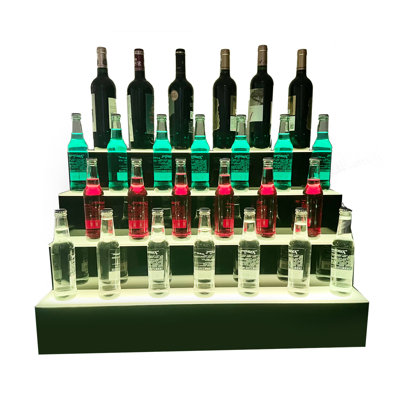 Ladarious 4-Tier 31" Led Liquor Bottle Display Shelf W/ Remote Control 7 Preset Colors