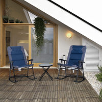 Gaskins 3pc Folding Outdoor Rocking Chair and Table Set Camping Lounger Yard by Arlmont & Co.