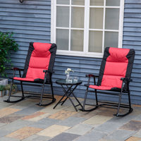 Gaskins 3pc Folding Outdoor Rocking Chair and Table Set Camping Lounger Yard by Arlmont & Co.