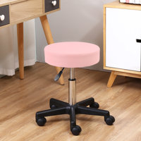 Round Rolling PU Leather Height Adjustable Lab Stool by Inbox Zero