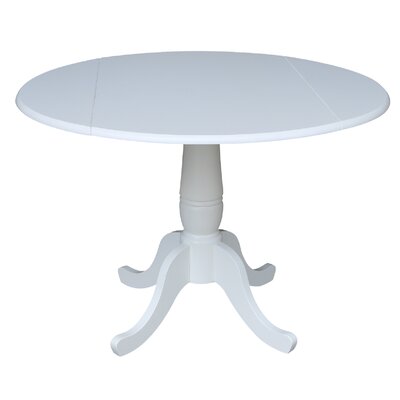 Hesston Drop Leaf Solid Wood Pedestal Dining Table by Canora Grey