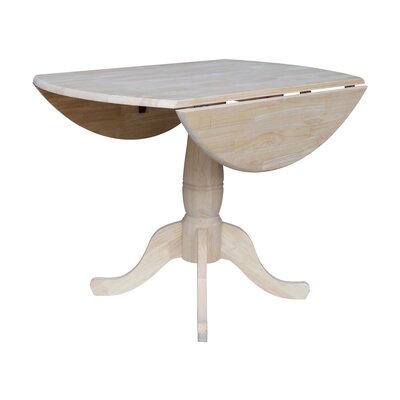 Hesston Drop Leaf Solid Wood Pedestal Dining Table by Canora Grey