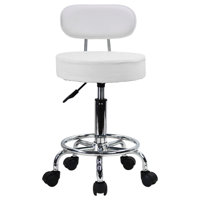 PU Leather Rolling Mid-Back Height Adjustable Lab Stool with Footrest by Inbox Zero