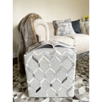 Golla 18" Wide Genuine Leather Square Geometric Pouf Ottoman
