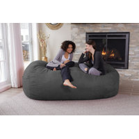 Bean Bag Chair Lounger - Giant 7 Foot Classic Shredded Memory Foam Filled Furniture Bean Bag Chair Lounger with Removable and Machine Washable Cover - by Symple Stuff