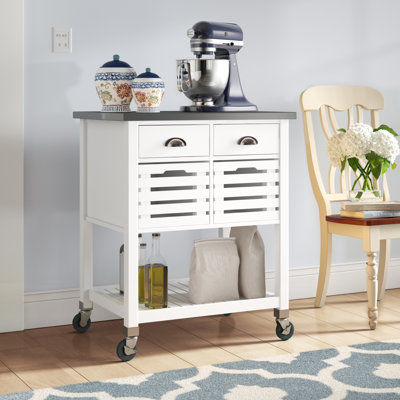 Fisnike 30" Stainless Steel Top 2-Drawer Kitchen Cart With Storage Bins by Red Barrel Studio