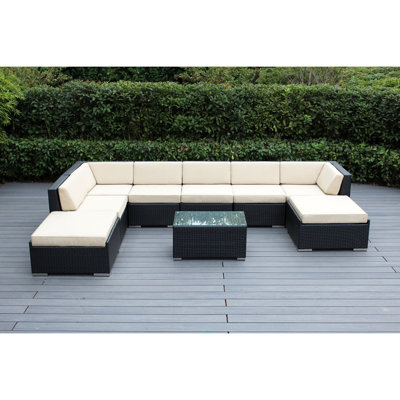 Etude Wicker 8 - Person Seating Group with Cushions - No Assembly by Wrought Studio