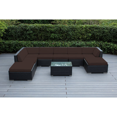Etude Wicker 8 - Person Seating Group with Cushions - No Assembly by Wrought Studio
