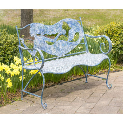 Mermaid Metal Garden Patio Bench by Longshore Tides