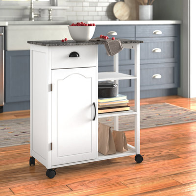 Shavertown Queens Kitchen Cart with Marble Top by Winston Porter