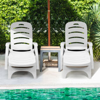 Gainesboro 2 Pcs Patio Chaise Lounge Chair 5-position Folding Recliner For Beach Poolside Backyard White by Arlmont & Co.