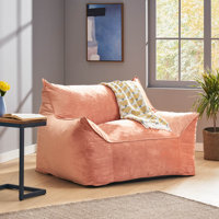 Large Velvet Bean Bag Chair Lounge Floor Chair Memory Foam Filled with Solid Microfiber Cover by Viv + Rae