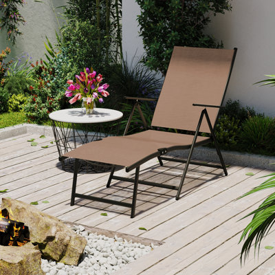 Patio Chaise Lounges Outdoor Folding Recliner Chair for Beach, Yard, Balcony, Poolside by Latitude Run