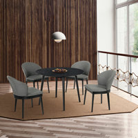 Anthonella Mid-century Modern 5 Piece Round Dining Set in Fabric and Wood by Wade Logan