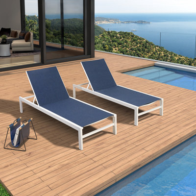 76.8" Long Aluminum Reclining Chaise Lounge Set by Latitude Run
