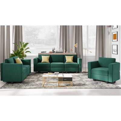 Ridoy Living Room Sofa Set Storage Sectional Couch, Single & 2-Seat & 3-Seat Sofa Set