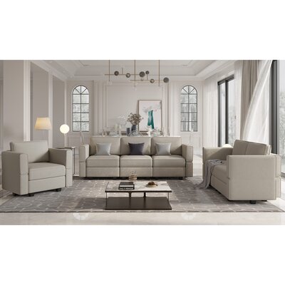 Ridoy Living Room Sofa Set Storage Sectional Couch, Single & 2-Seat & 3-Seat Sofa Set