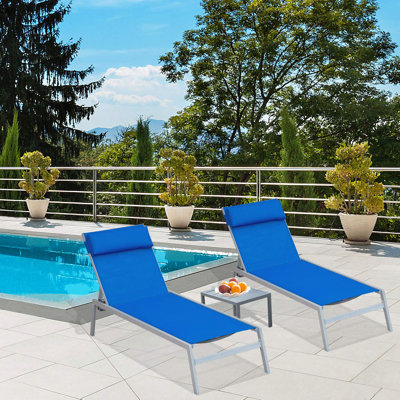 Outdoor Metal Chaise Lounge with Table (3 -Pieces) by Latitude Run