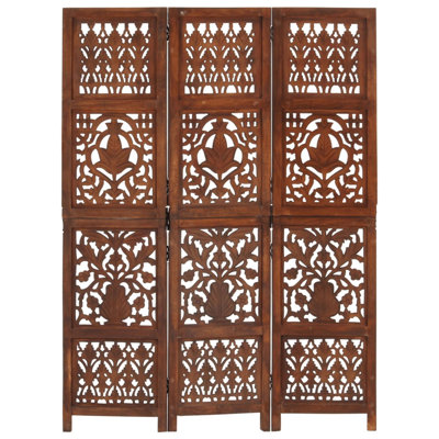 Room Divider Hand Carved Room Divider Privacy Screen Solid Wood Mango by Bungalow Rose