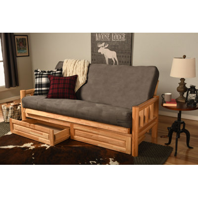 Stratford Full 81" Wide Loose Back Futon and Mattress with Storage