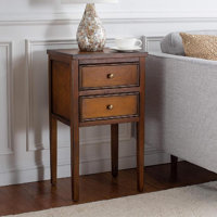 Fedir Traditional Shaker End Table - Rustic Chic Poplar Wood with Dual Storage Drawers by Red Barrel Studio