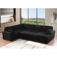L-Shaped Sectional Sofa Bed Pull Out Sleeper Couch With Storage Chaise by House of Hampton
