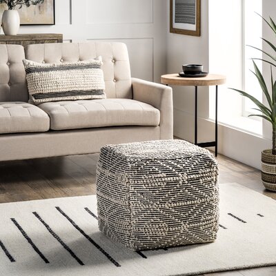 Pledger 18" Wide Square Geometric Pouf Ottoman by Dakota Fields