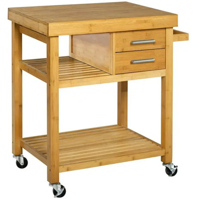 Alaaya Bamboo Kitchen Cart with Locking Wheels by Union Rustic