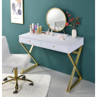 Solid Wood Vanity with Mirror by Everly Quinn